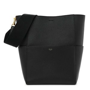 Rare! CELINE Soft Grained Goatskin Sangle Bucket Bag Black
